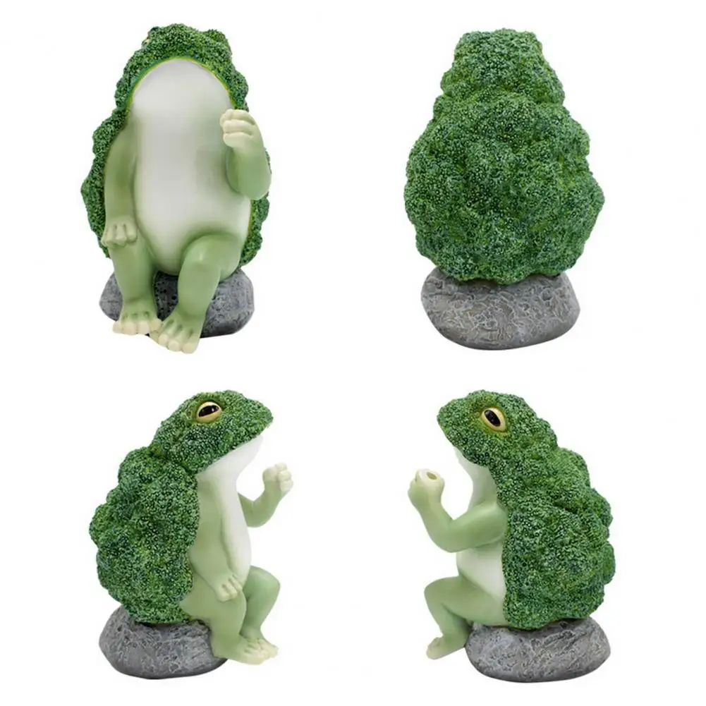 Bine Sculptură Decor Realist Broccoli Broasca Model Ornament pentru Desktop Decoratiuni de Gradina Rășină Broasca Frunze Deține Mini Peisaj
