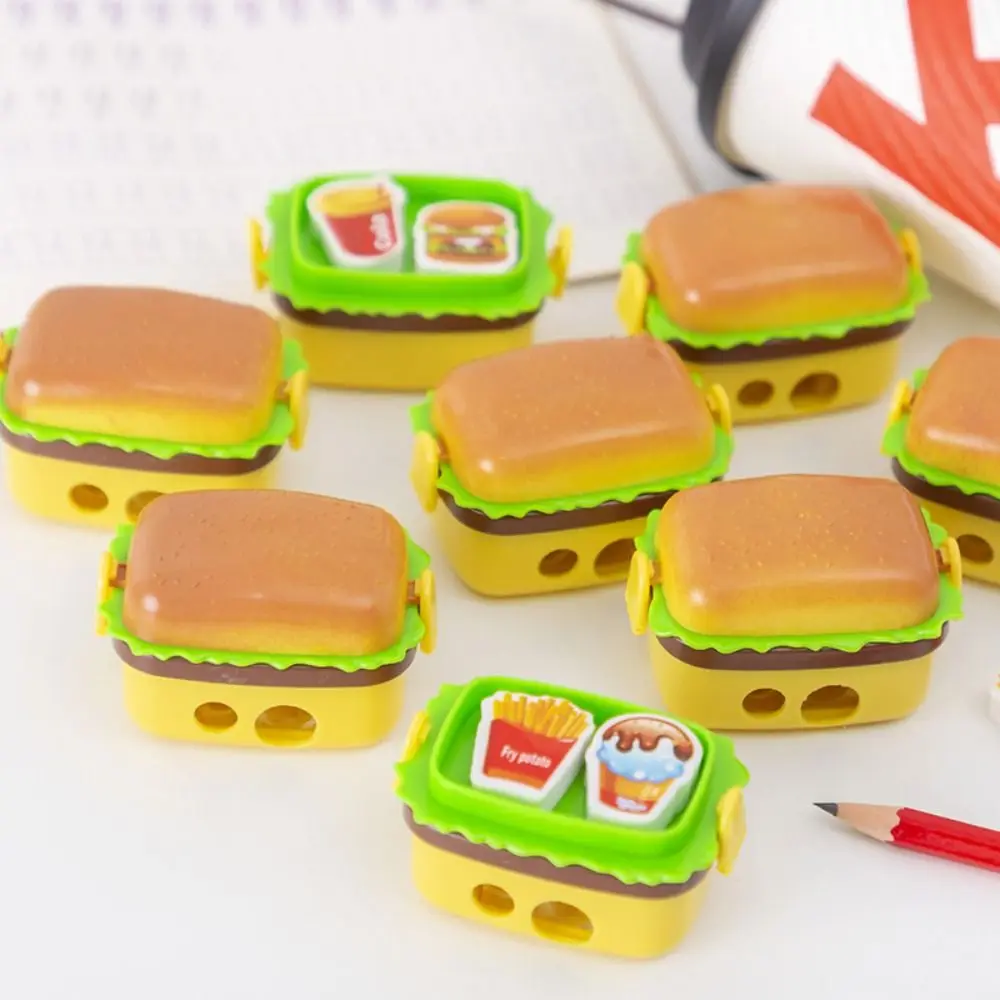 Schiță Hamburger Ascuțitoare de Scriere Creativă Cu Două Radiere Creion Instrumente de Tăiere 2 in1 Desen Papetărie