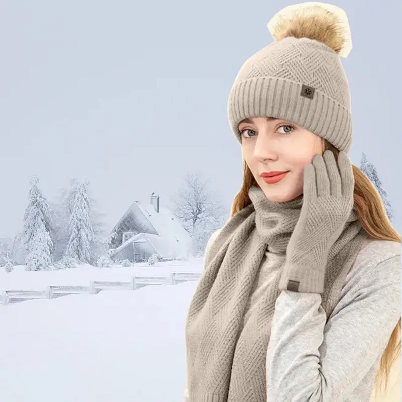 Femei Esarfa Seturi Pălărie De Iarnă Eșarfă Mănuși Tricot Ține De Cald Eșarfe Simple De Culoare Solidă Haine Accesorii