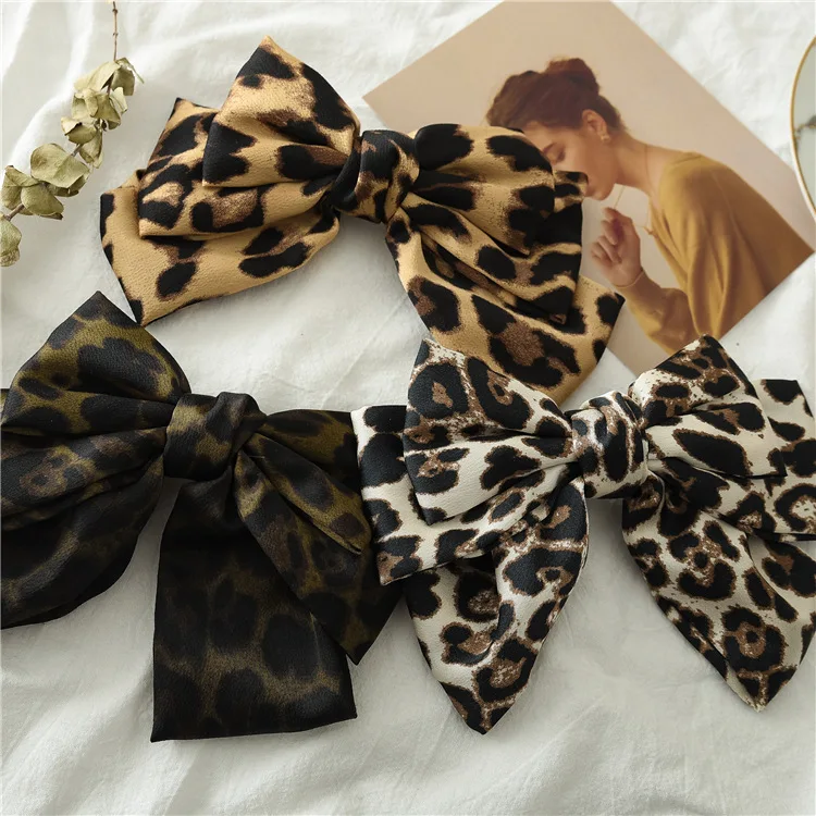 Noul tip Boutique de moda Pânză Leopard trei straturi mare arc ac de păr clip de Primăvară Agrafele Femei fete de păr accessoriesr articole pentru acoperirea capului