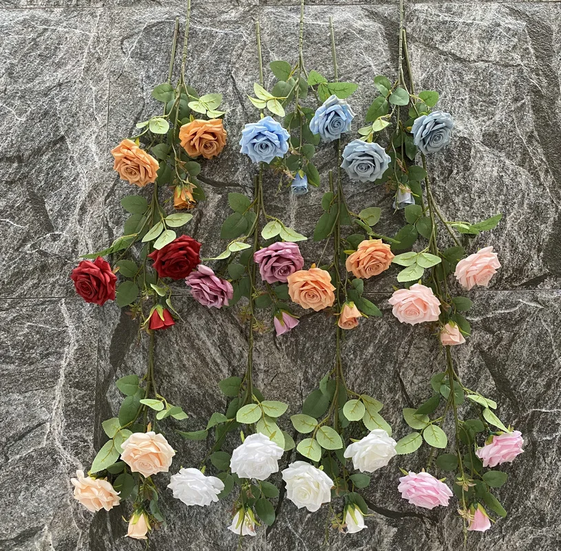 Simulare 3-cap Mat Pânză Crescut Buchet Acasă Masa din Camera de zi de Decorare Nunta Artificiale Fals Grădină de Flori Decor