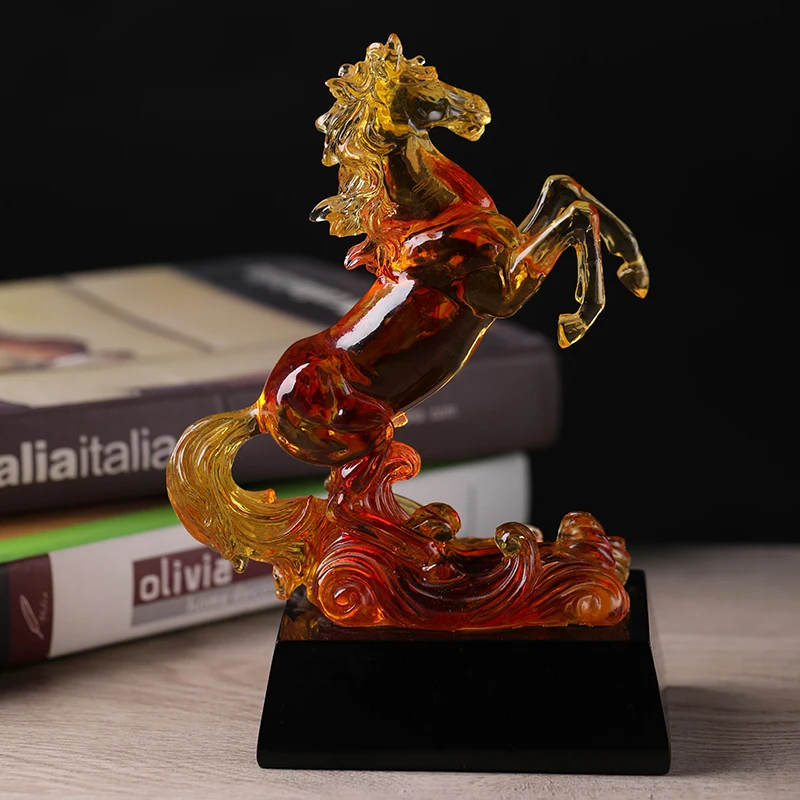 Statuia Ecvestră Acasă Decor Cristal Rasina De Artizanat Accesorii Animale De Masă Ornamente De Culoare War Horse Sculptura Succes Cadouri