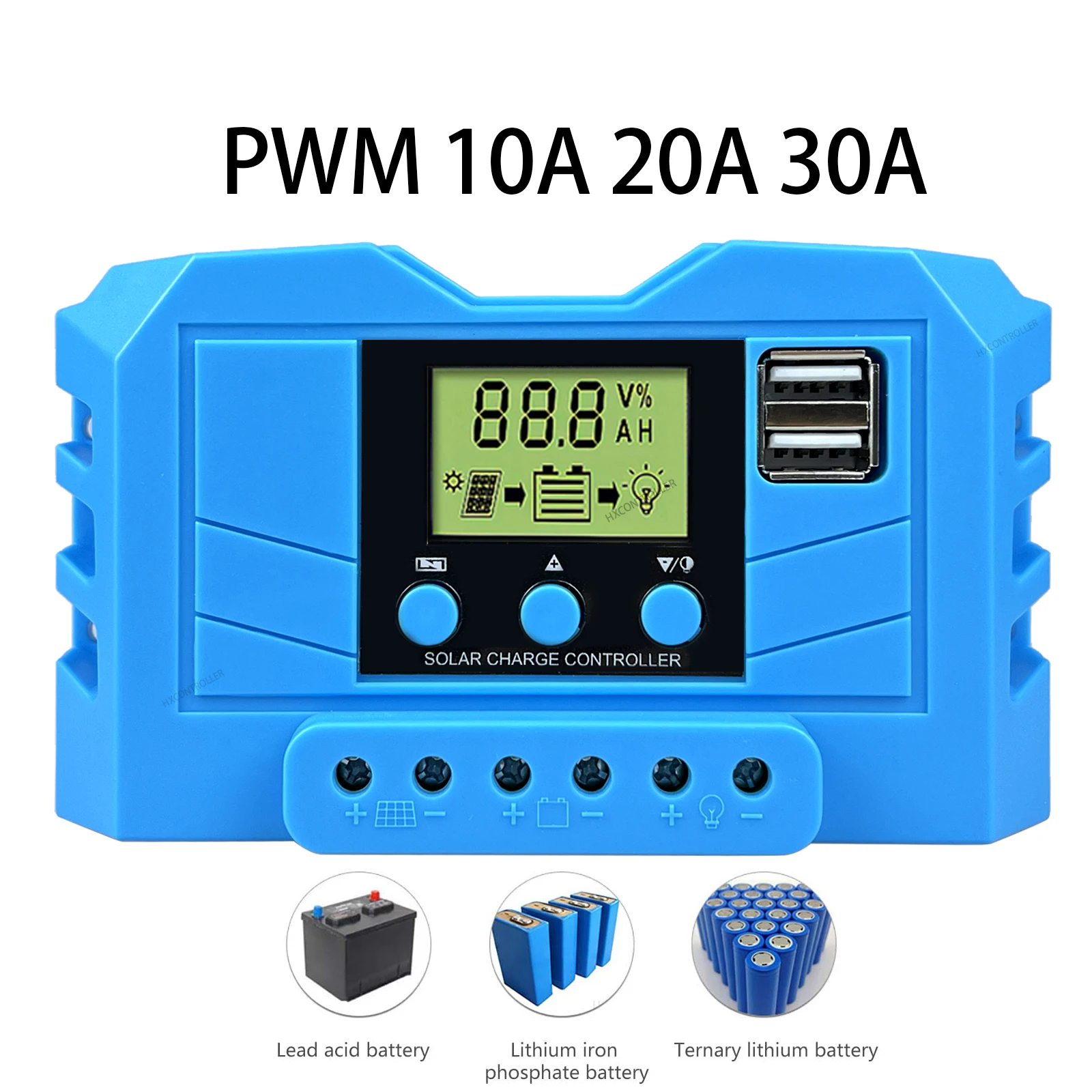 Portabil Controler de Încărcare Solară MPPT PWM 10A 20A 30A Display LCD 12V 24V Auto Dual USB Pentru Lifepo4 baterie Litiu Baterie Plumb-Acid