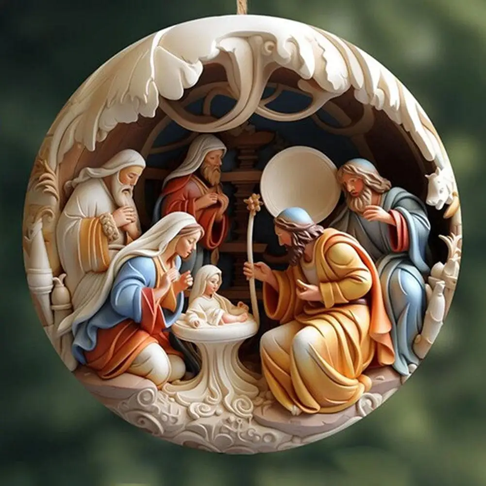 6Pcs Scena Nașterii de Crăciun Ornamente de Crăciun Acril 3D Agățat Pandantiv Pentru Pom de Crăciun Nașterea Lui Isus Decor Cadou