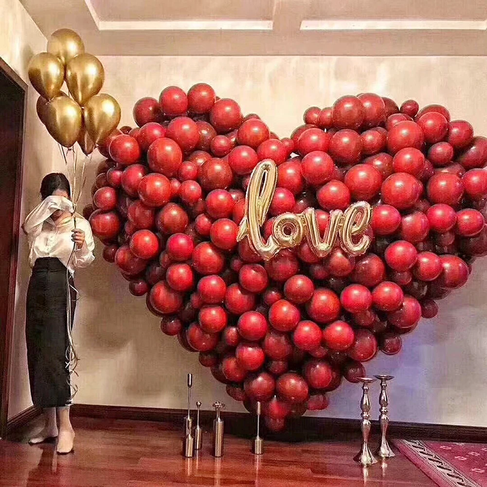 50pcs/lot Aur Roșu Dragoste Gonflabile Balon Latex cu Inima de Imprimare Aer Balon cu Heliu de Ziua indragostitilor Aniversare Decor