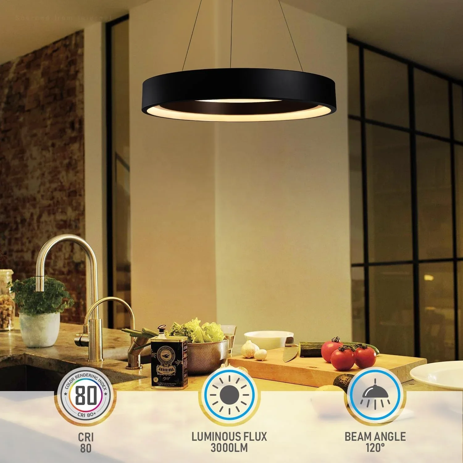 50W Inteligent WiFi Pandantiv cu LED-uri de Lumină cu APP/Voice Control 28.5 inch Estompat Inel Circular Candelabru Lucra cu Alexa/Start Google