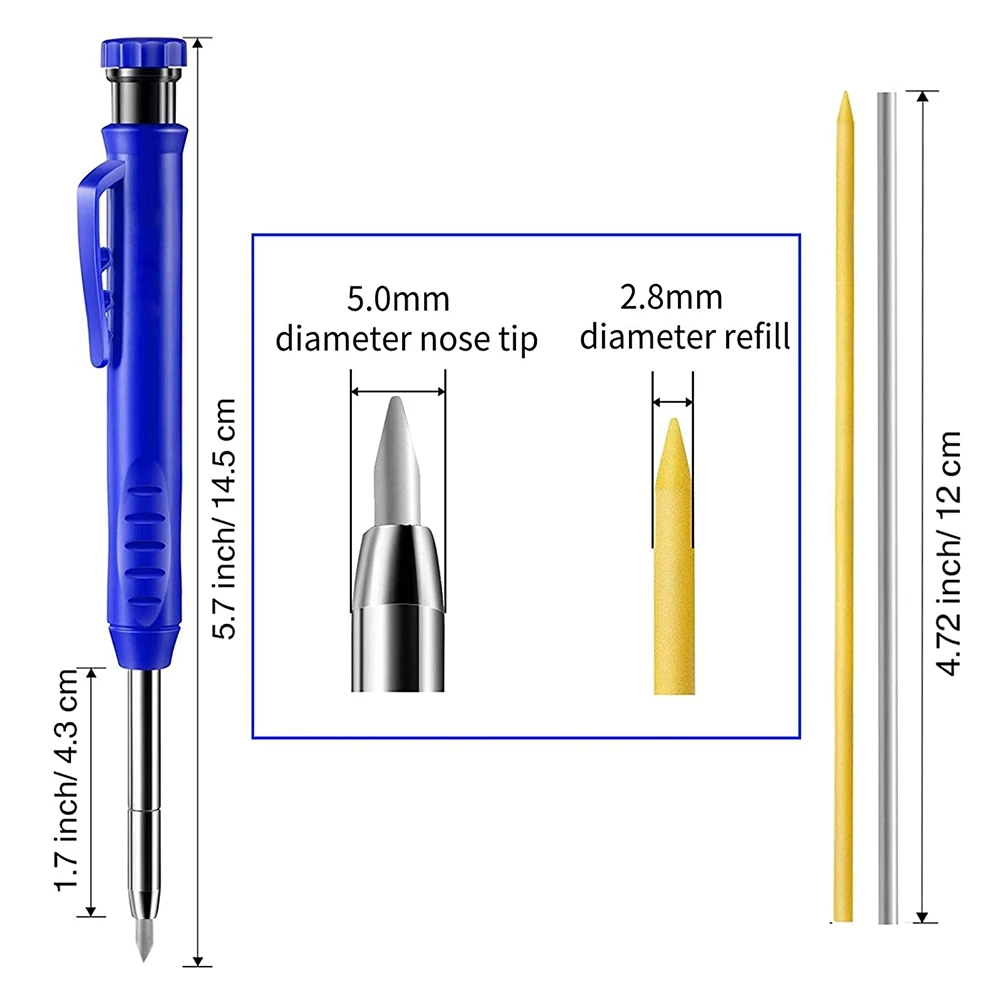 Lung cu Nasul de Ghinioane Sudori Creion cu 7PCS 2.8 mm Rezerve Built-in Ascuțitoare,pentru Conducta de Instalator Sudor Construcții din Oțel