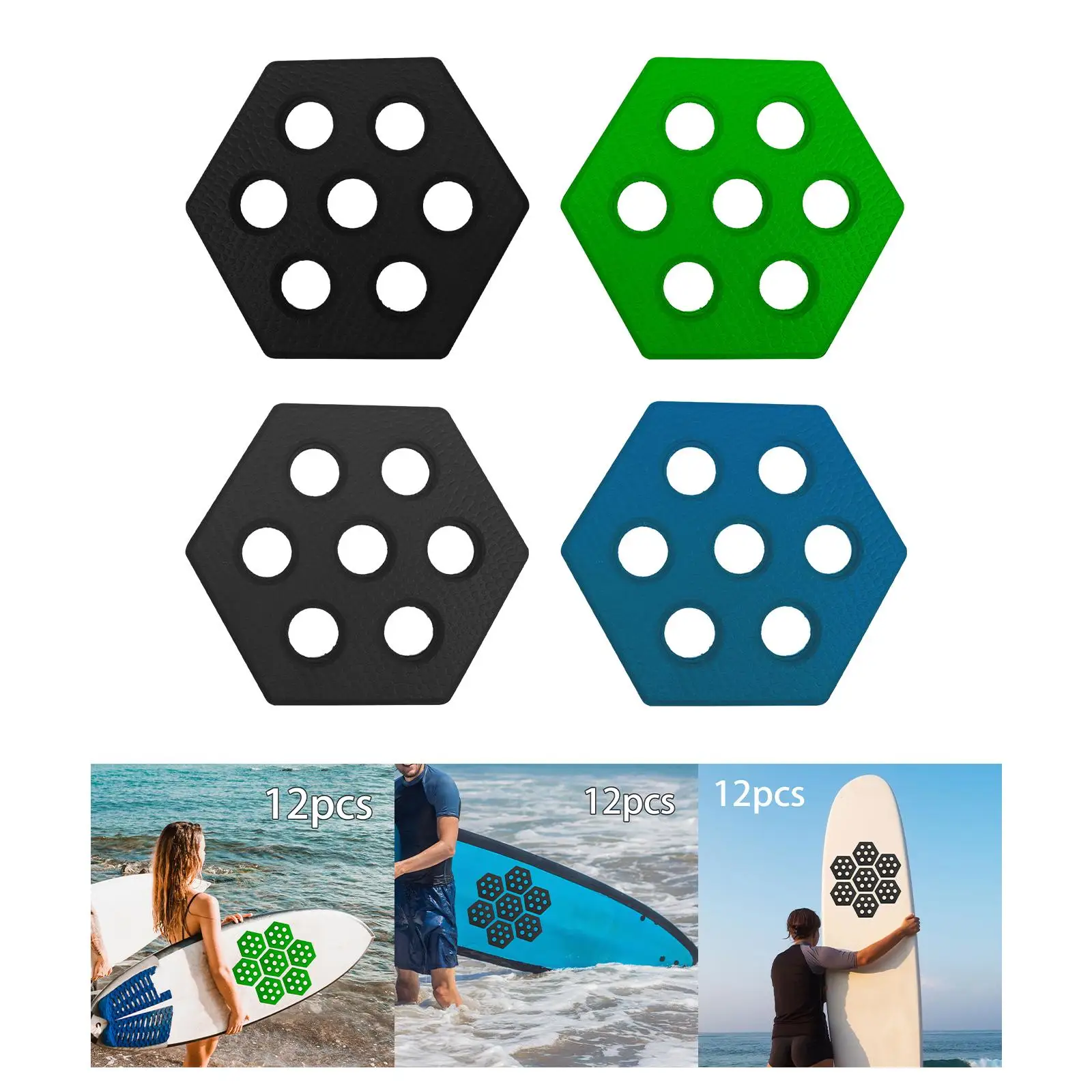 12Pcs Hexagon placă de Surf Tampoane Anti-Alunecare Mat Surfing Umplutură Waxless pentru Funboard Sporturi de Apă Skinbor Bord cu Zbaturi Pește Bord