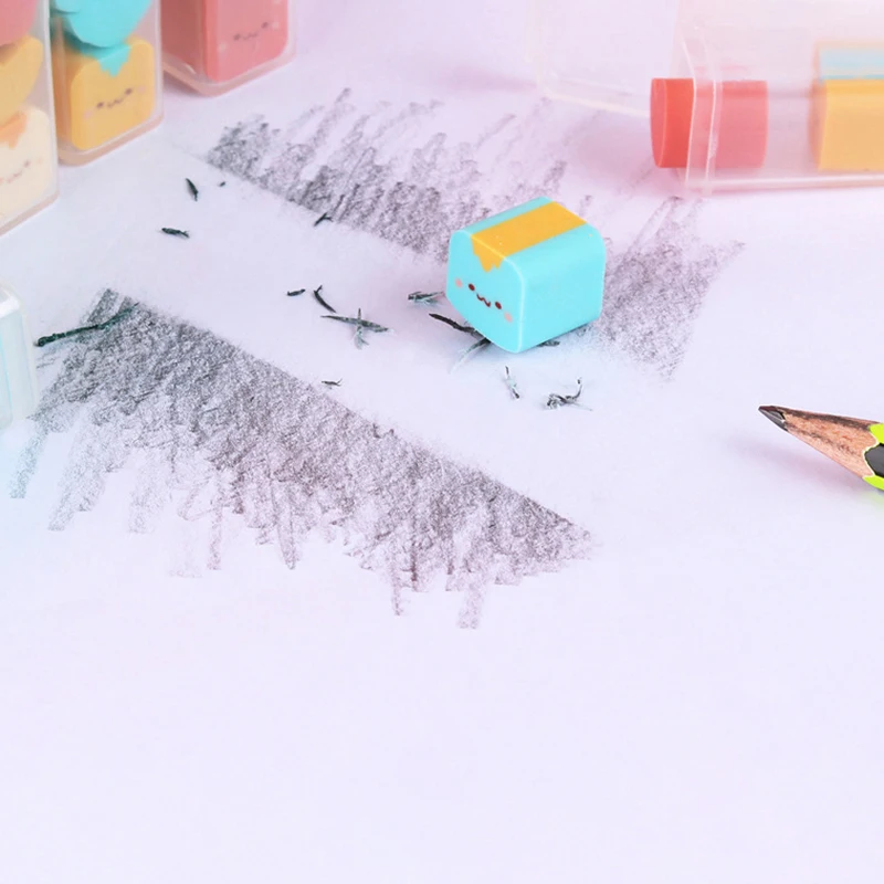 3Pcs/Cutie Noutate Desene animate Forma Eraser Bomboane de Culoare Eraser Kawaii Papetarie Scoala Rechizite de Birou Bloc Drăguț Eraser