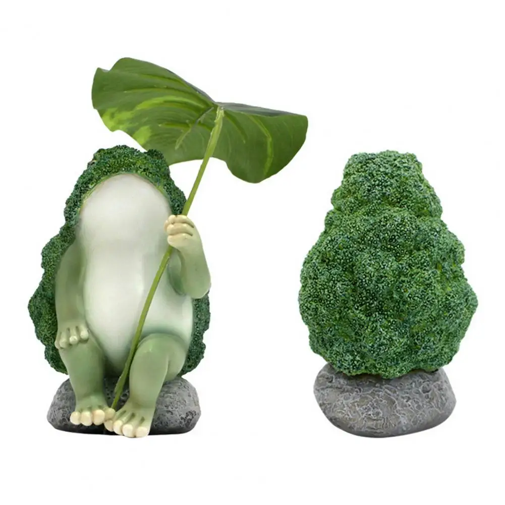 Bine Sculptură Decor Realist Broccoli Broasca Model Ornament pentru Desktop Decoratiuni de Gradina Rășină Broasca Frunze Deține Mini Peisaj
