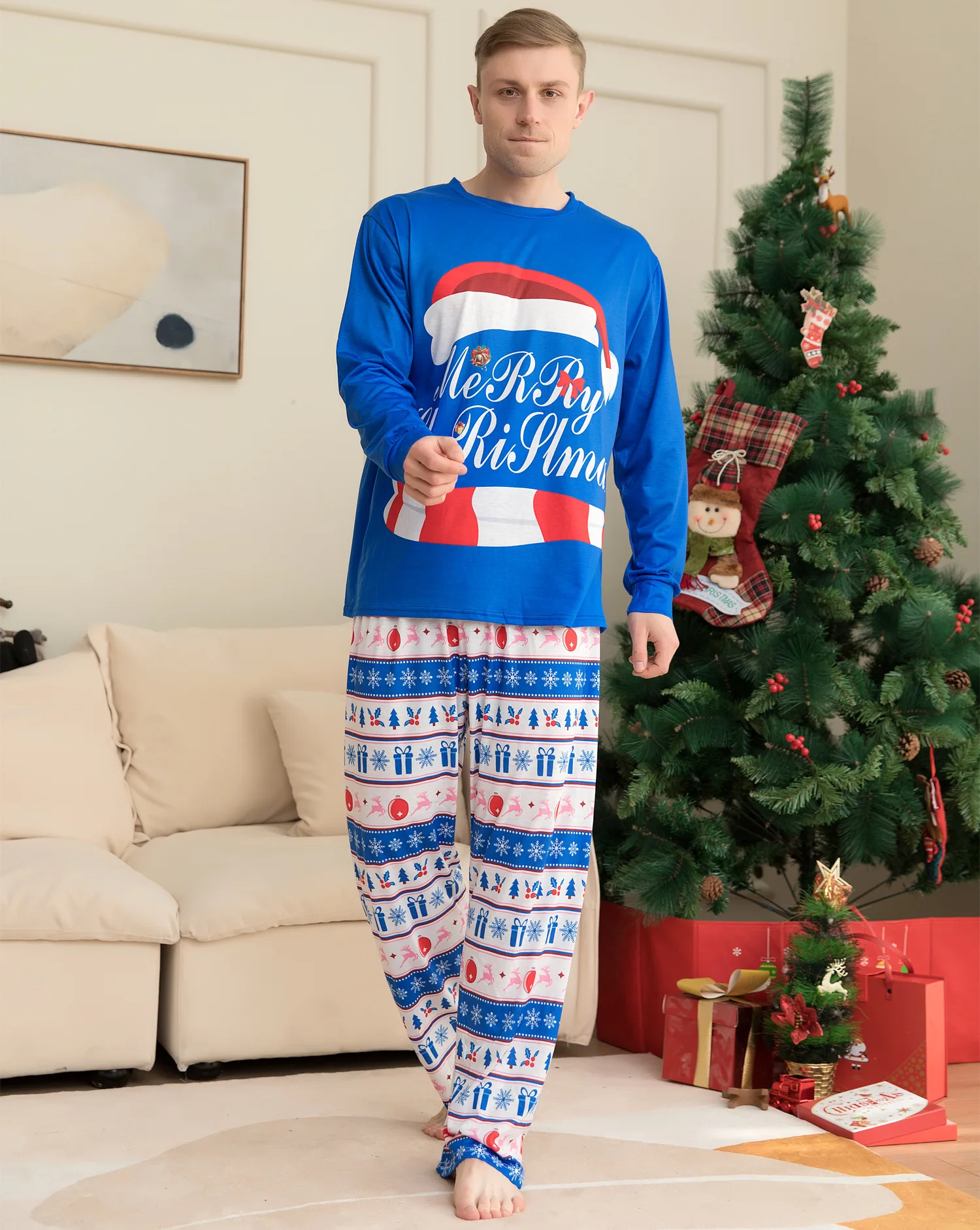 Familia Crăciun Potrivire Costumele Pijama Albastru Costum pentru Copil Mama Fiica Haine de Familie Aceeași Căutarea Salopeta Pijama